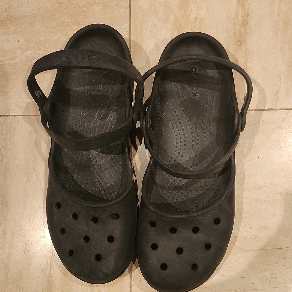 CROCS Black Mary Jane Clogs